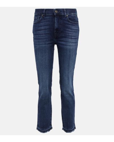 7 For All Mankind The Straight Crop High-rise Jeans - Blue