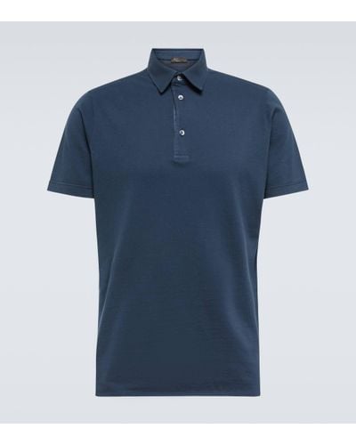 Loro Piana Cotton Pique Polo Shirt - Blue