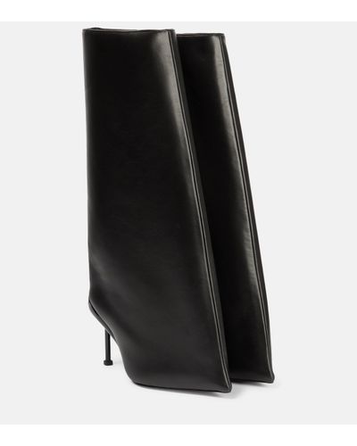 Alexander McQueen Layered Leather Knee-high Boots - Black