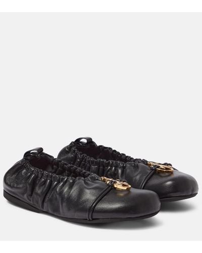 JW Anderson Anchor Leather Ballet Flats - Black