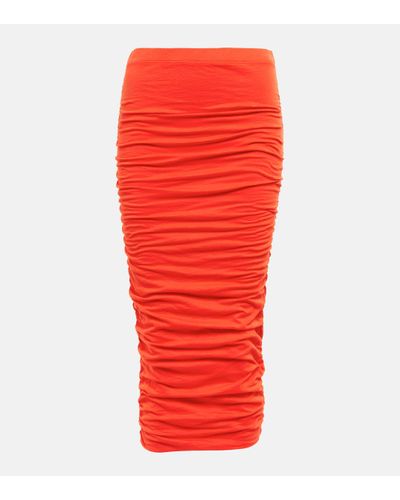 Velvet Lisa Ruched Jersey Midi Skirt - Red
