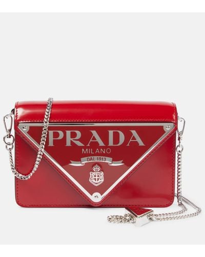 Prada Logo-plaque Shoulder Bag - Red