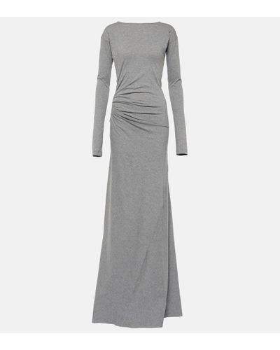 Victoria Beckham Abito midi in jersey di cotone - Grigio