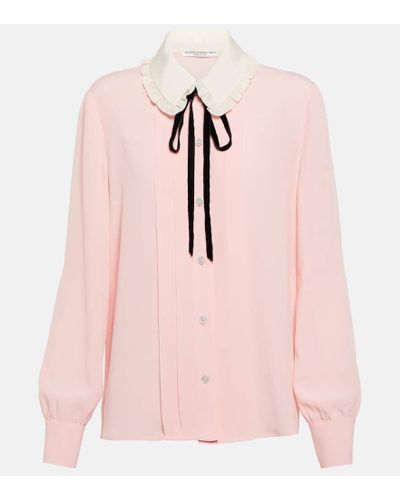 Alessandra Rich Blusa en mezcla de seda - Rosa