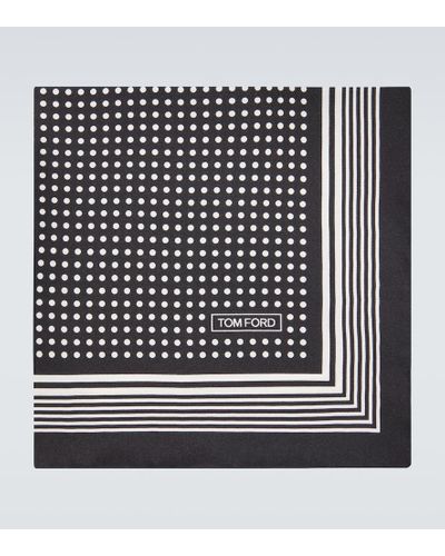 Tom Ford Printed Silk Twill Pocket Square - Black