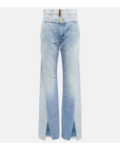 Balmain Two-in-one High-rise Jeans - Blue