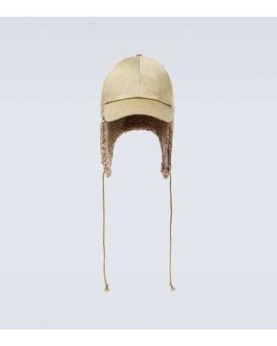 Burberry Faux-shearling Trimmed Cotton Hat - White