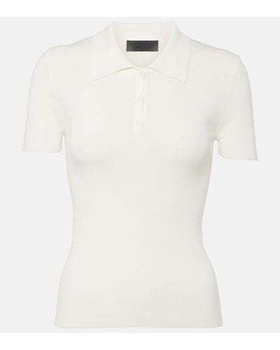 Nili Lotan Ribbed-knit Cotton Polo Shirt - White