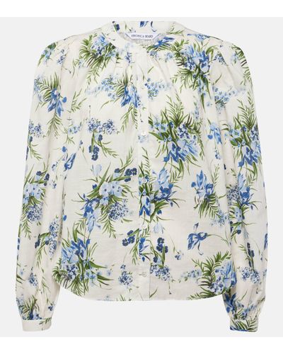 Veronica Beard Ashlynn Floral Cotton Shirt - Green