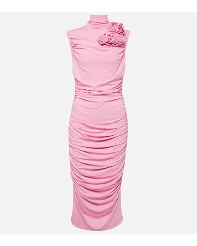 Magda Butrym Floral-applique Jersey Midi Dress - Pink