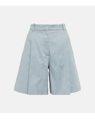 JOSEPH Walden Linen And Cotton Shorts - Blue
