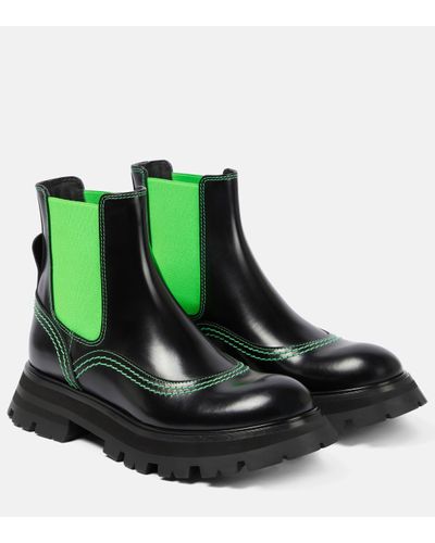 Alexander McQueen Wander Leather Chelsea Boots - Green