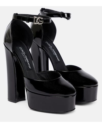 Dolce & Gabbana Polished Leather Platform Pumps - Black