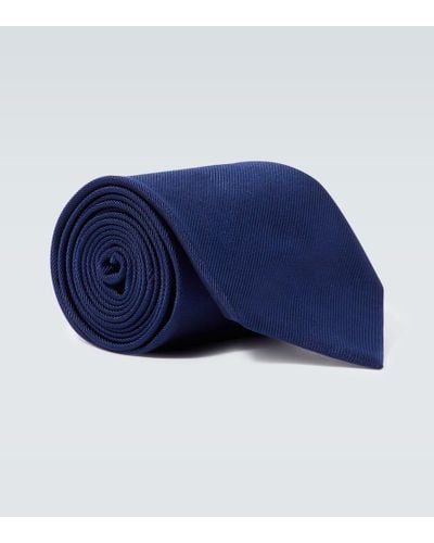 Brunello Cucinelli Corbata de sarga de seda - Azul