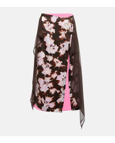 Dries Van Noten Floral Silk-blend Midi Skirt - Multicolor