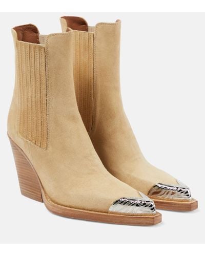 Paris Texas Ankle Boots Dallas aus Veloursleder - Natur