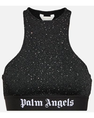 Palm Angels Soiree Knit Logo Top - Black
