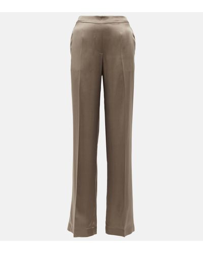 JOSEPH Tova High-rise Silk Satin Trousers - Grey