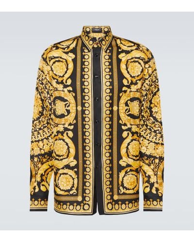 Versace Camisa Barocco de seda - Metálico