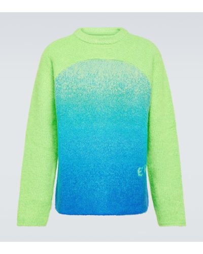 ERL Rainbow Knitted Mohair-blend Sweater - Blue