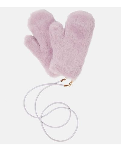 Max Mara Ombrato Teddy Mittens - Pink