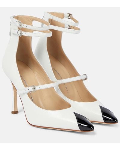 Alessandra Rich Paneled Leather Pumps - White