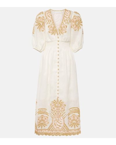 Zimmermann Waverly Embroidered Linen Maxi Dress - Natural