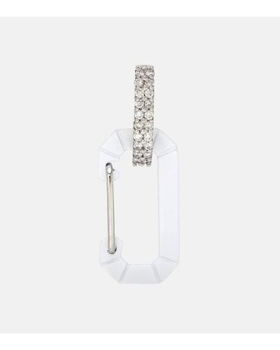 Eera Chiara Small 18kt Gold And Silver Single Earring With Diamonds - White