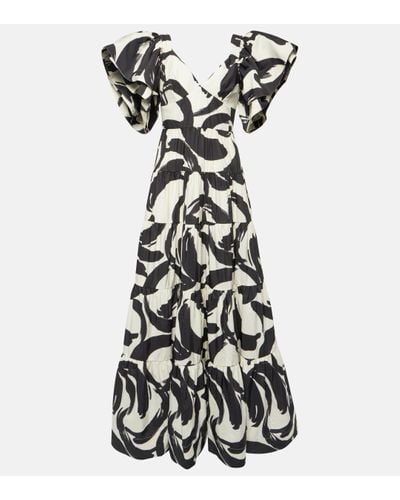 Rebecca Vallance Robe longue Pompidou imprimee - Blanc