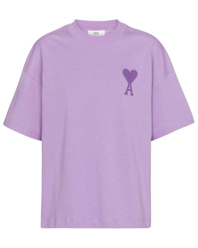 Ami Paris T-shirt Ami de Cœur brodé en coton - Violet