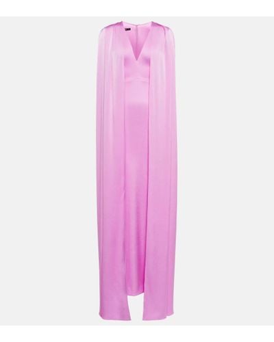 Alex Perry Hudson Robe Aus Glänzendem Crêpe Mit Cape-effekt - Pink