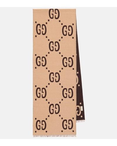 Gucci Bufanda de lana y seda GG en jacquard - Neutro