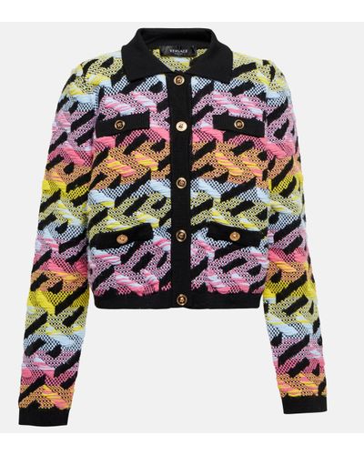 Versace Cardigan raccourci en laine - Multicolore