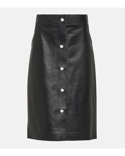 Victoria Beckham High-rise Leather Midi Skirt - Black