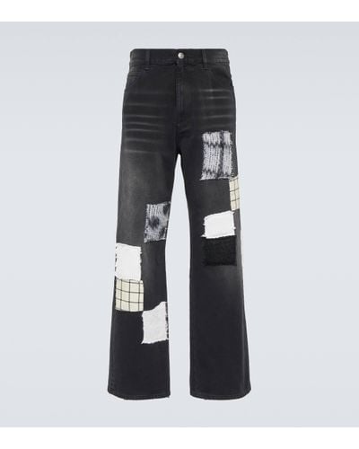 Marni Patch-Applique Wide-Leg Jeans - Black