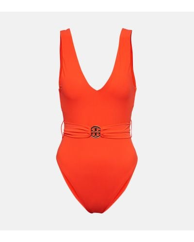 Tory Burch Miller Belted Swimsuit - Red