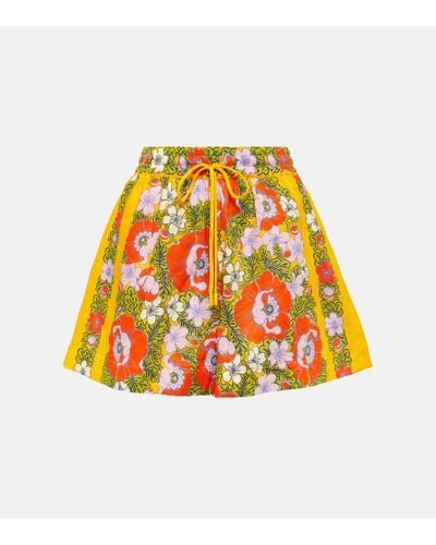 ALÉMAIS Shorts de lino floral - Multicolor