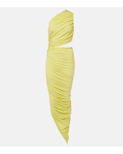 Alaïa Ruched Cutout Jersey Gown - Yellow