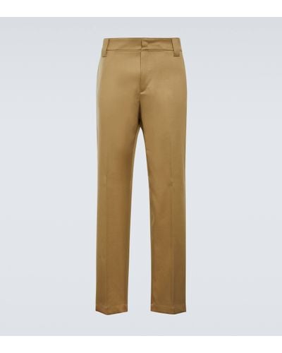 Valentino Cotton Gabardine Straight Trousers - Natural