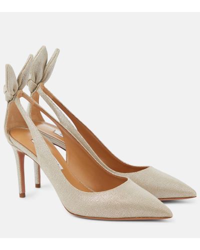 Aquazzura Pumps Bow Tie 85 aus Canvas - Natur