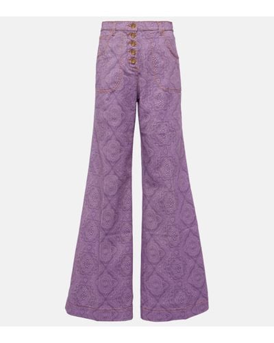 Etro Printed Flared Jeans - Purple