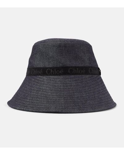 Chloé Hut Woody aus Denim - Blau