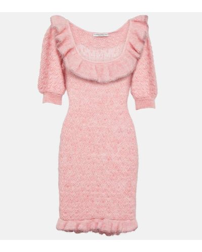 Alessandra Rich Vestido con ribete de volantes - Rosa