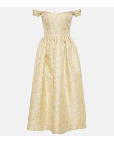 Markarian Off-shoulder Embroidered Midi Dress - Yellow