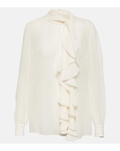 Dolce & Gabbana Blusa de seda con volantes - Blanco
