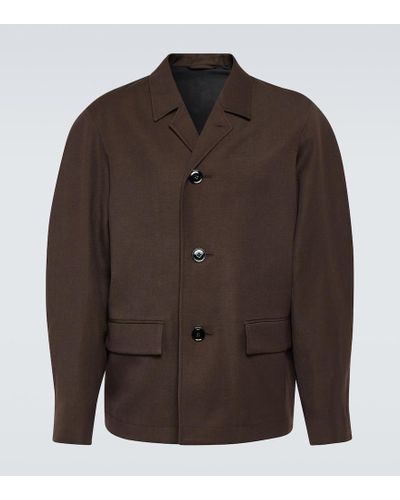 Lemaire Wool And Linen Gabardine Coat - Brown