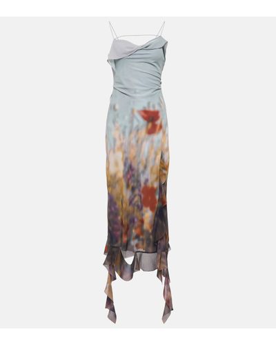 Acne Studios Delousi Floral Ruffled Midi Dress - White