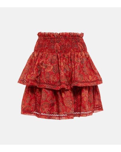 Sir. The Label Allegra Floral Ramie Miniskirt - Red