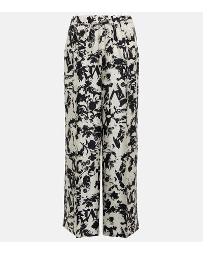 Max Mara Pantaloni Fiordo in seta con stampa - Multicolore