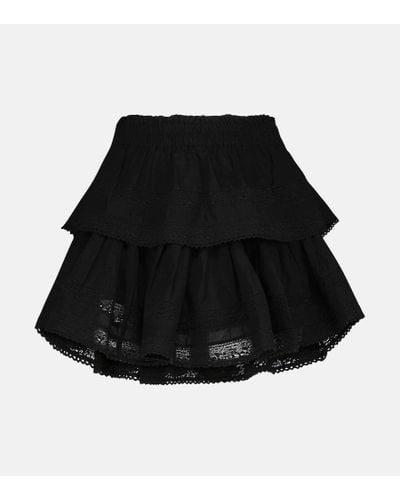 LoveShackFancy Minifalda Ruffle de algodon - Negro